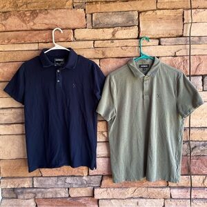Express navy blue & sage green short sleeve polo shirts Men Medium EUC